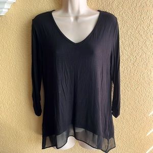 Black tee shirt with flowy bottom